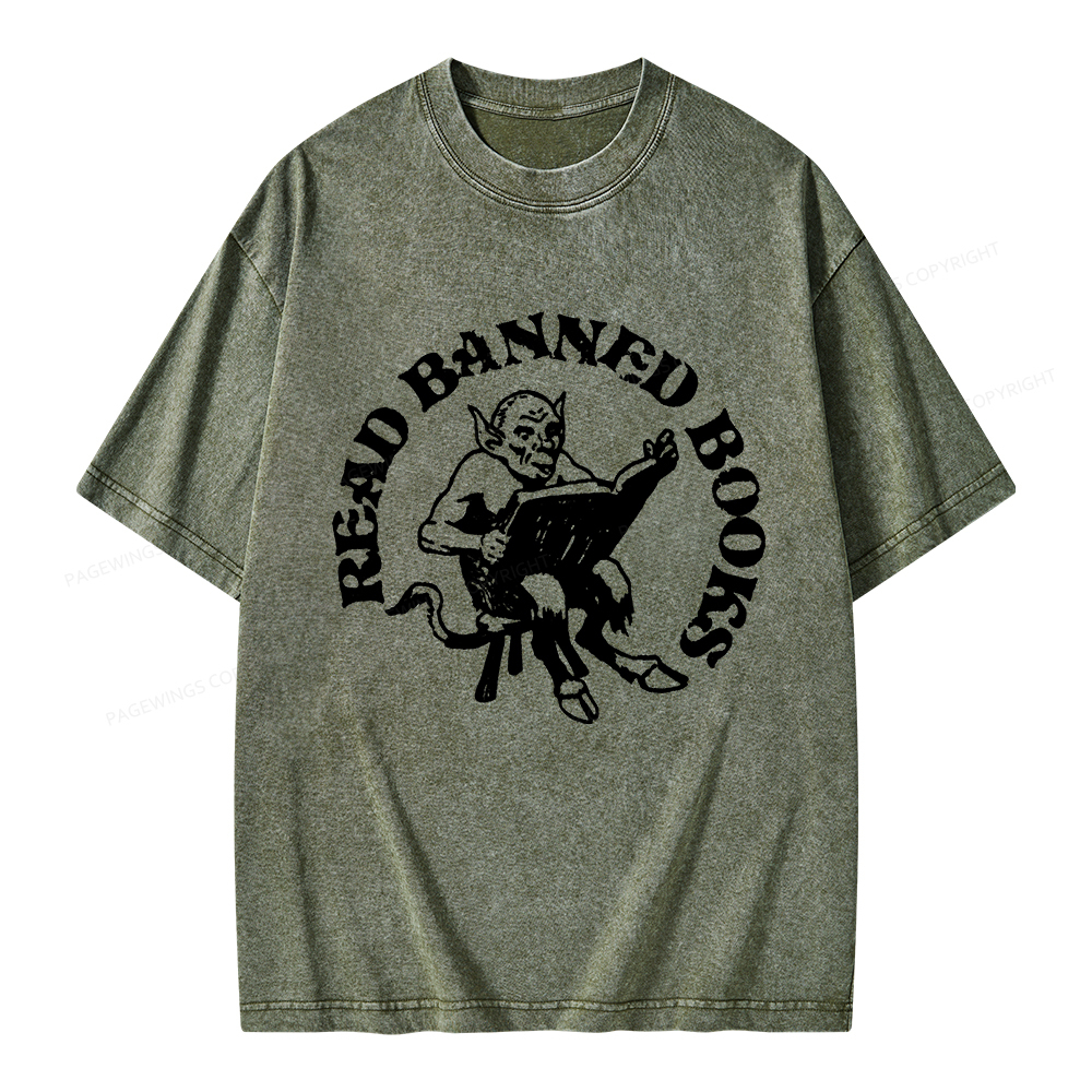 Pagewings Read Banned Books Unisex Washed T-shirt