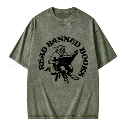 Pagewings Read Banned Books Unisex Washed T-shirt