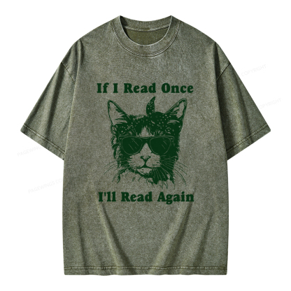 Pagewings If I Read Once I'll Read Again Unisex Washed T-shirt