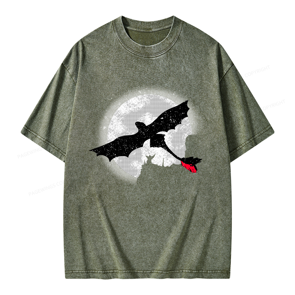 Pagewings Moonlight Dragon Rider Unisex Washed T-shirt
