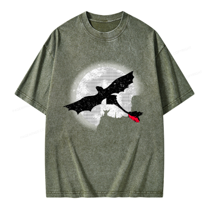 Pagewings Moonlight Dragon Rider Unisex Washed T-shirt