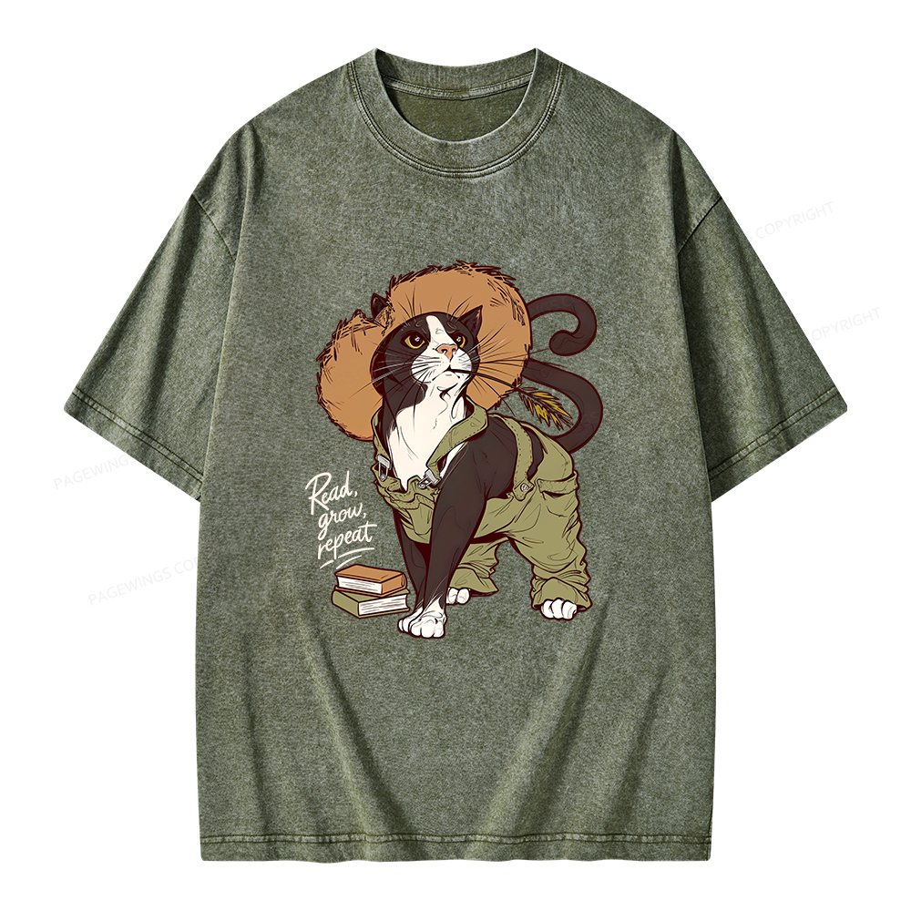 Pagewings Read, Grow Repeat Unisex Washed T-shirt
