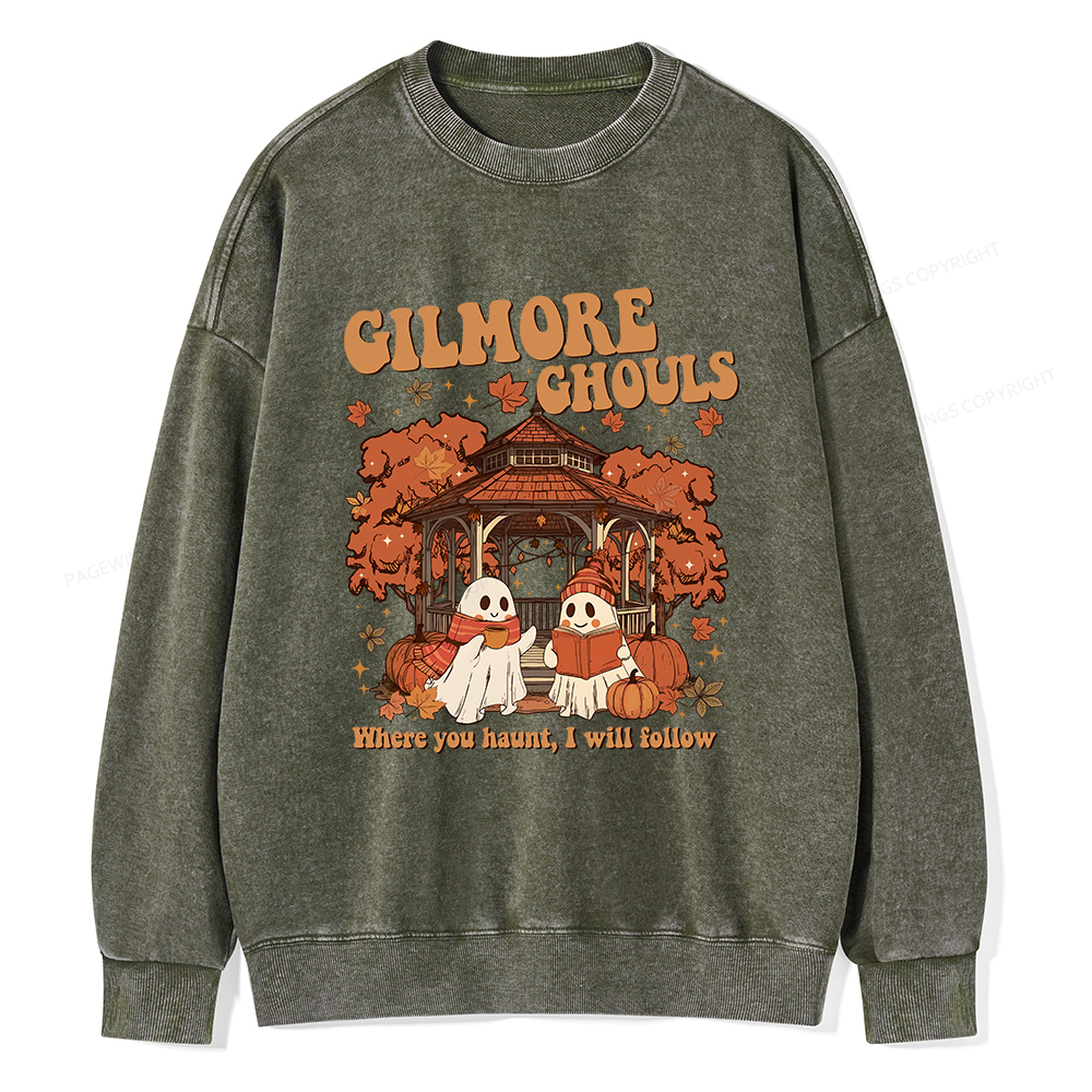 Pagewings Gilmore Ghouls Unisex Washed Sweatshirt