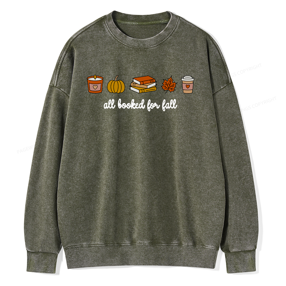 Pagewings All Booked For Fall Unisex Washed Sweatshirt