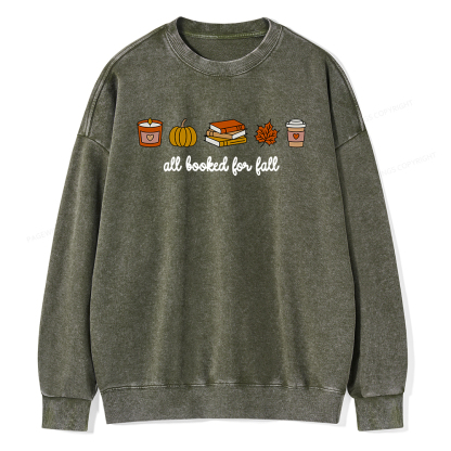 Pagewings All Booked For Fall Unisex Washed Sweatshirt