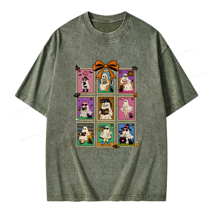 Pagewings Halloween Ghost Unisex Washed T-shirt