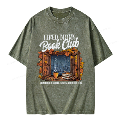 Pagewings Fall Tired Moms Book Club Unisex Washed T-shirt