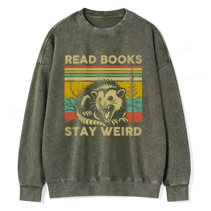 Pagewings Read Books Stay Weird Unisex Washed Sweatshirt