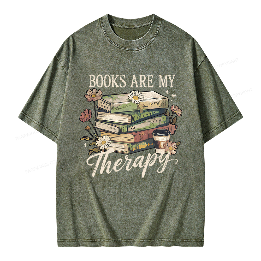 Pagewings Books Are My Therapy Unisex Washed T-shirt