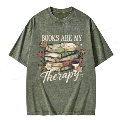 Pagewings Books Are My Therapy Unisex Washed T-shirt