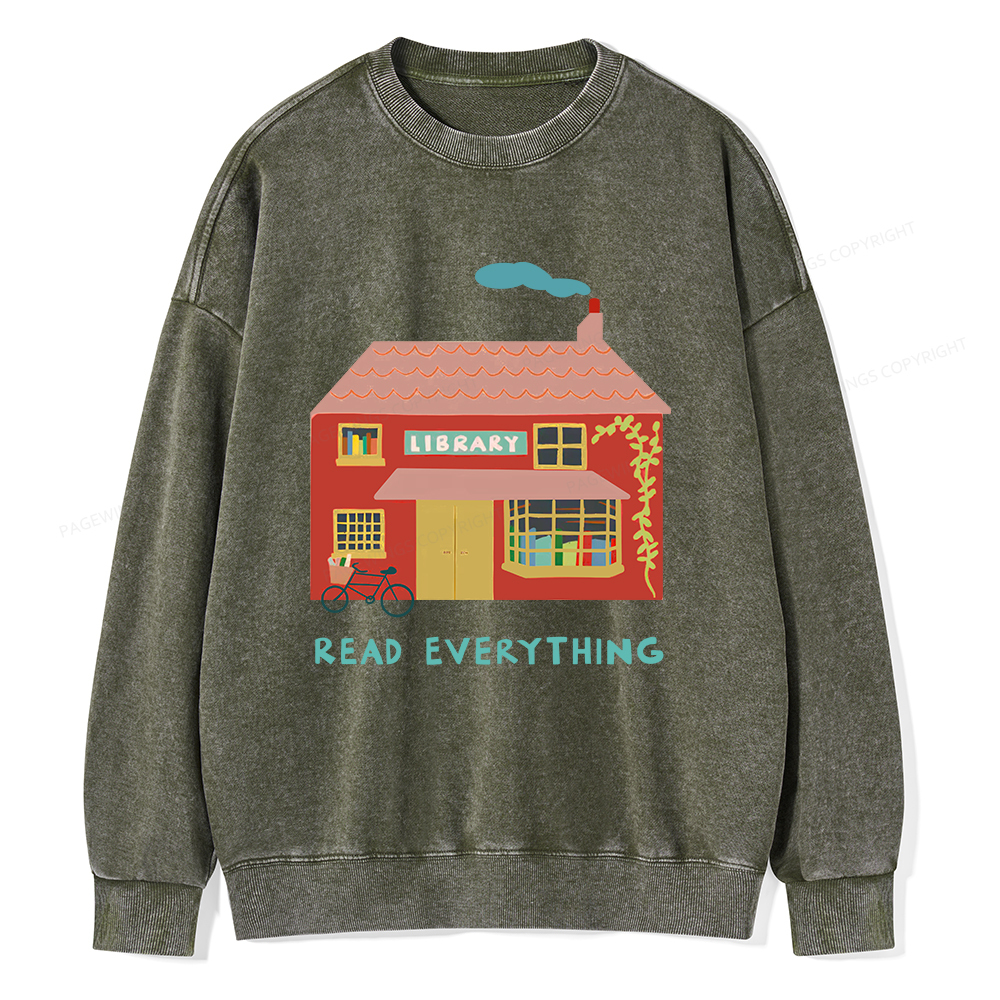 Pagewings Read Everything T-Shirt Unisex Washed Sweatshirt