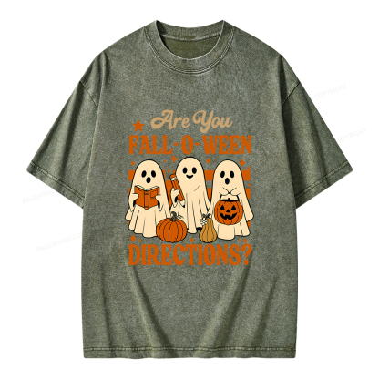 Pagewings Are You Fall O Ween Directions Unisex Washed T-shirt
