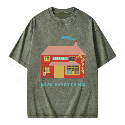 Pagewings Read Everything T-Shirt Unisex Washed T-shirt
