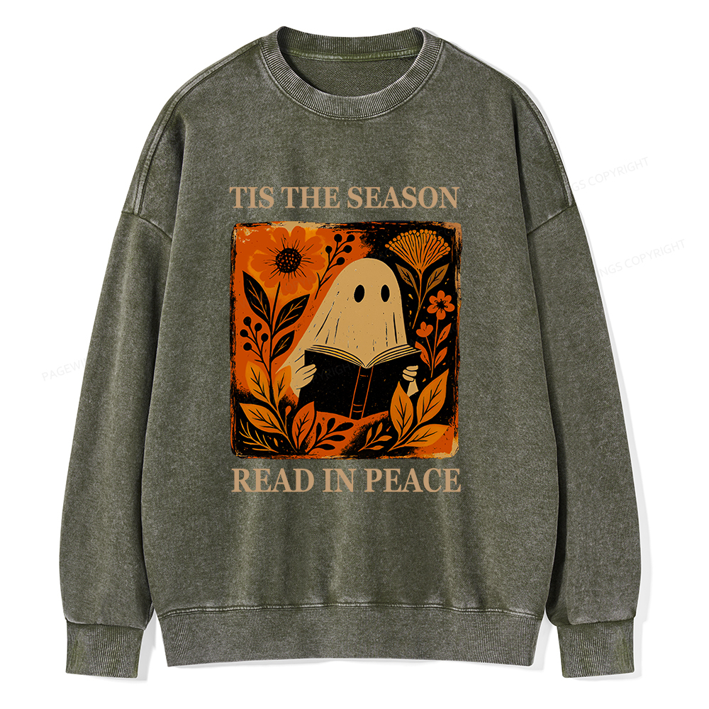 Pagewings Tis The Season Read In Peace Unisex Washed Sweatshirt