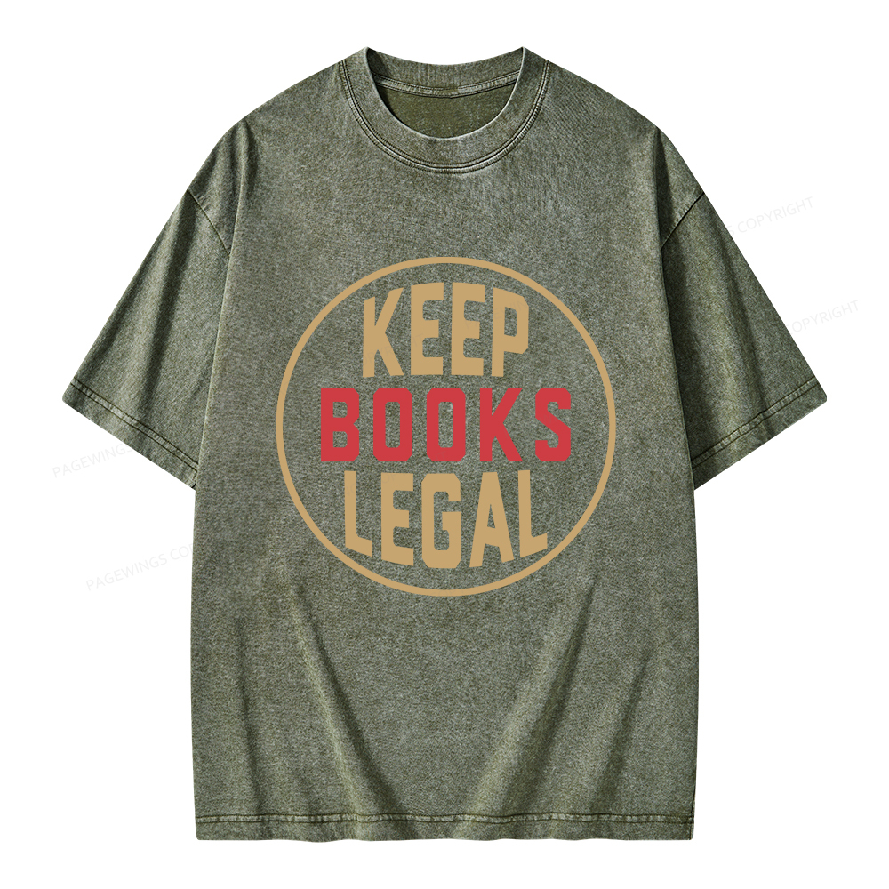 Pagewings Keep Books Legal Unisex Washed T-shirt
