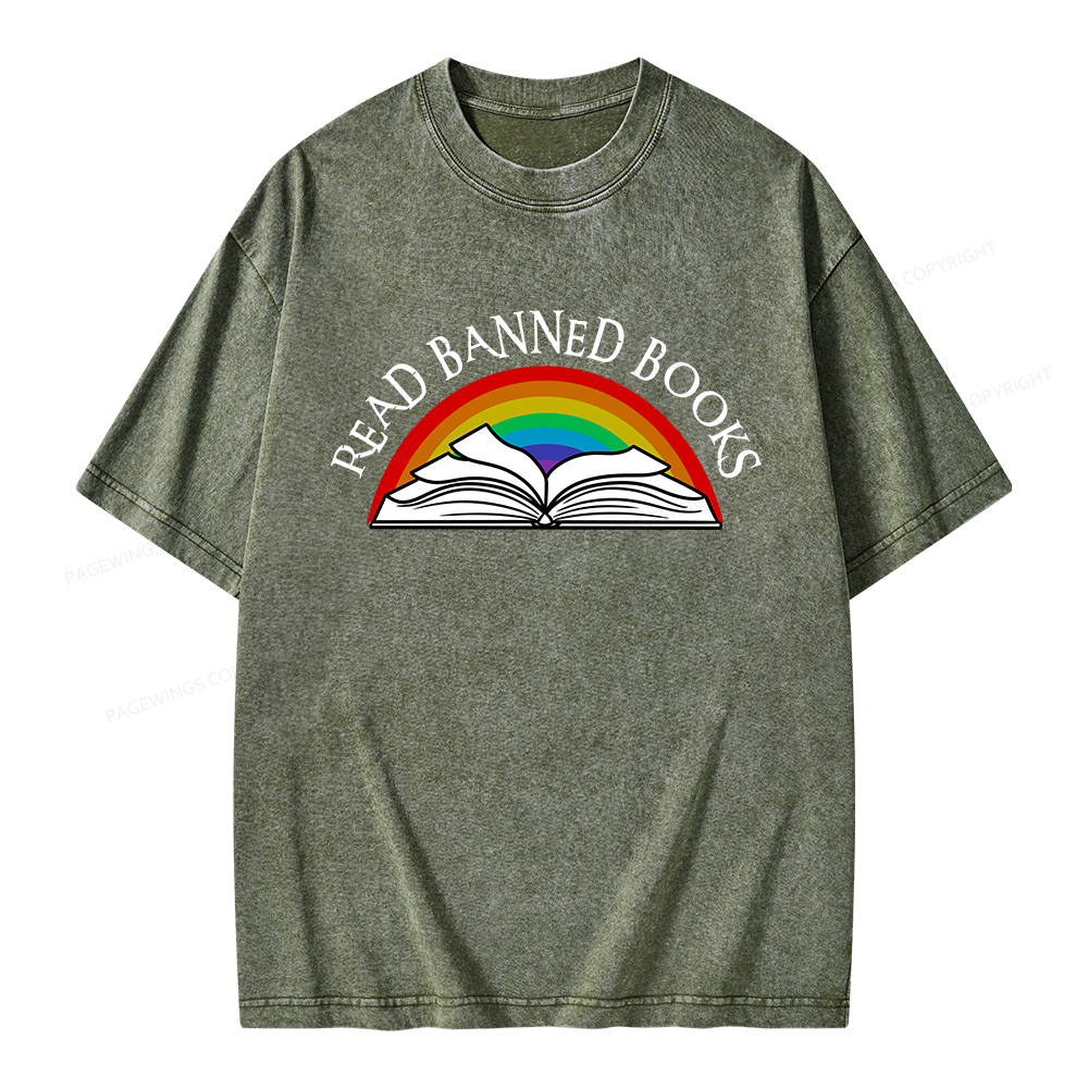 Pagewings Read Banned Books Unisex Washed T-shirt