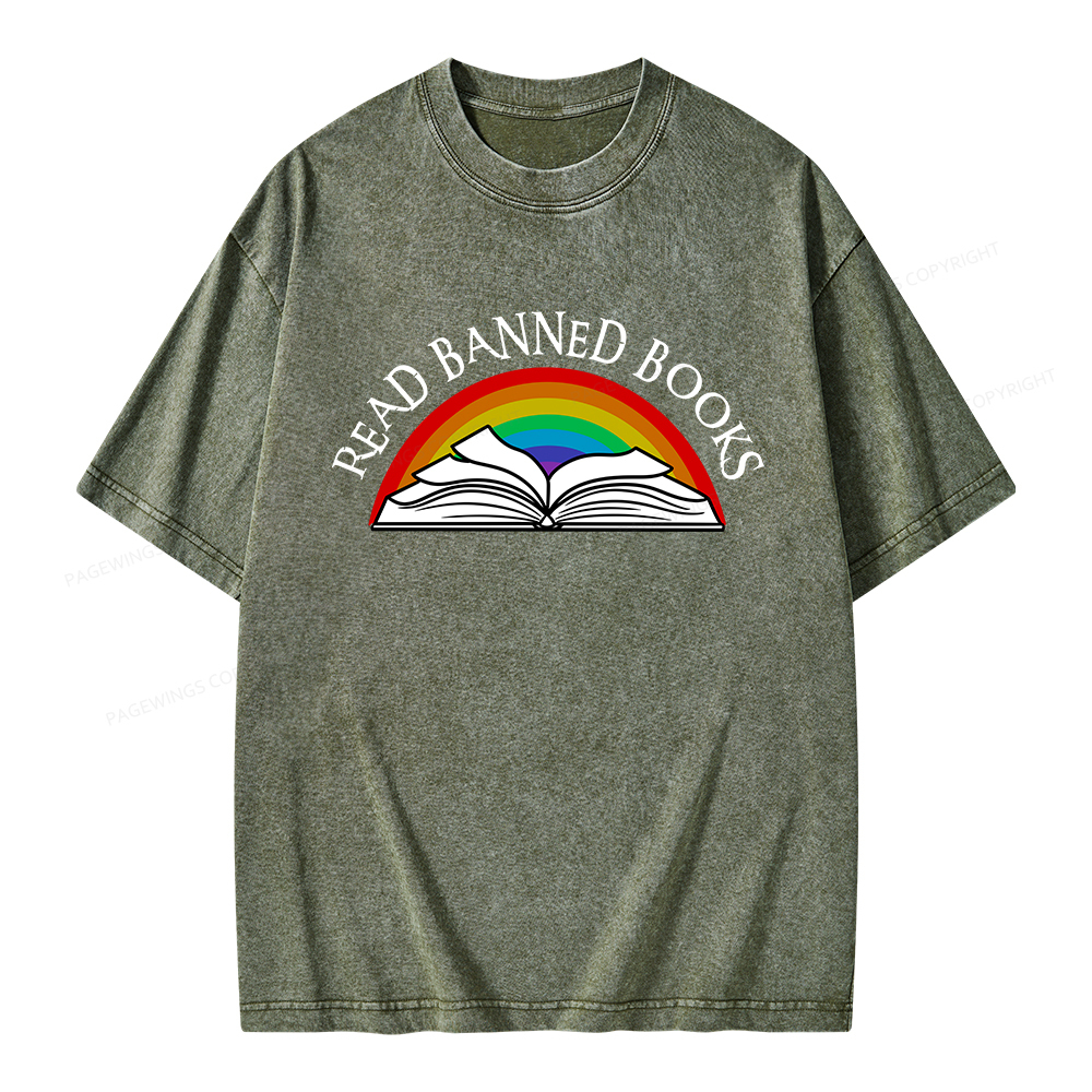 Pagewings Read Banned Books Unisex Washed T-shirt