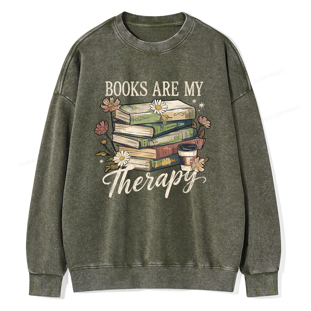 Pagewings Books Are My Therapy Unisex Washed Sweatshirt