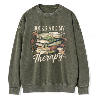 Pagewings Books Are My Therapy Unisex Washed Sweatshirt