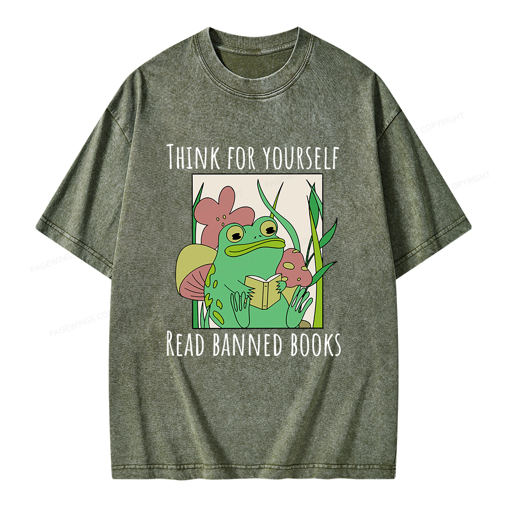 Pagewings Think For Yourself Read Banned Books Unisex Washed T-shirt