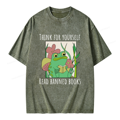 Pagewings Think For Yourself Read Banned Books Unisex Washed T-shirt