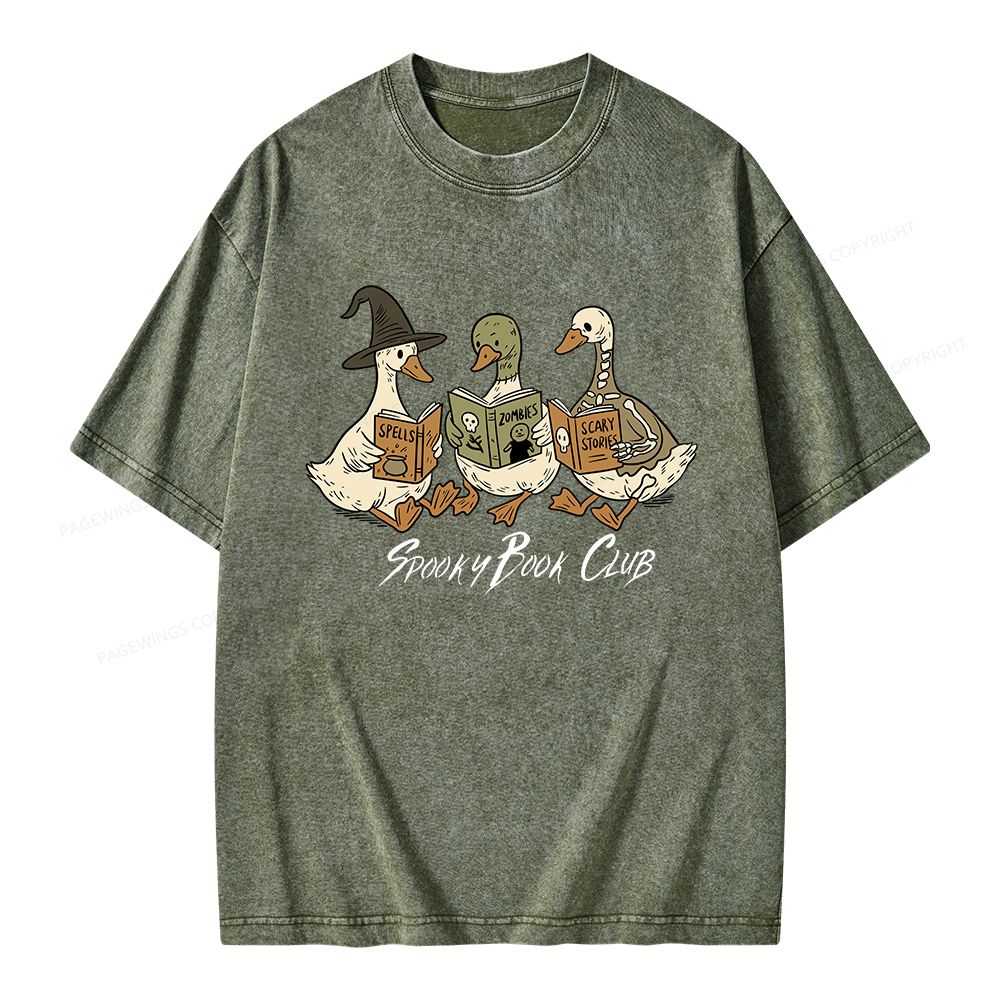 Pagewings Spooky Book Club Unisex Washed T-shirt