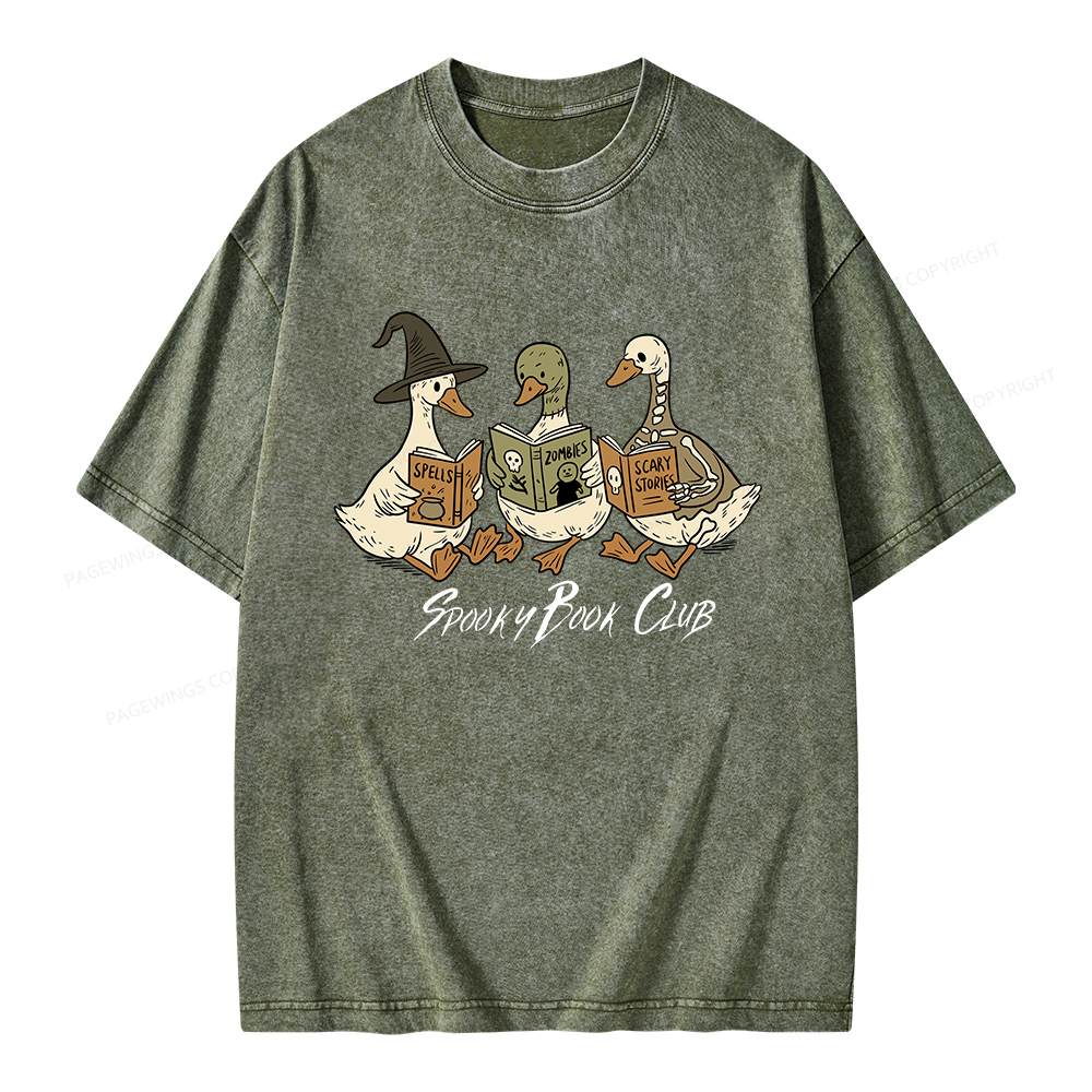 Pagewings Spooky Book Club Unisex Washed T-shirt