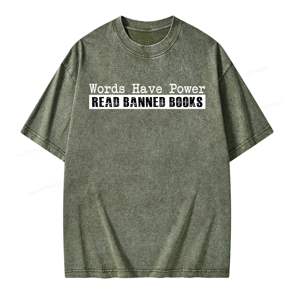 Pagewings Read Banned Books Words have Power Unisex Washed T-shirt
