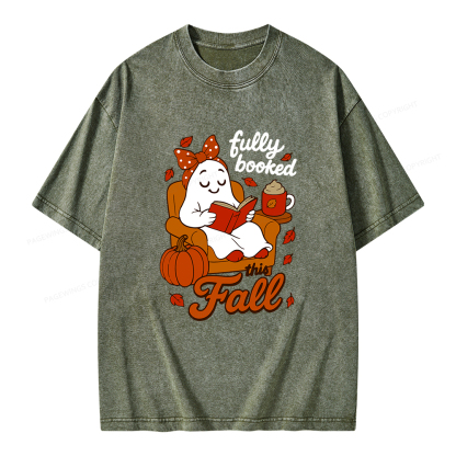 Pagewings All Booked For Fall Unisex Washed T-shirt