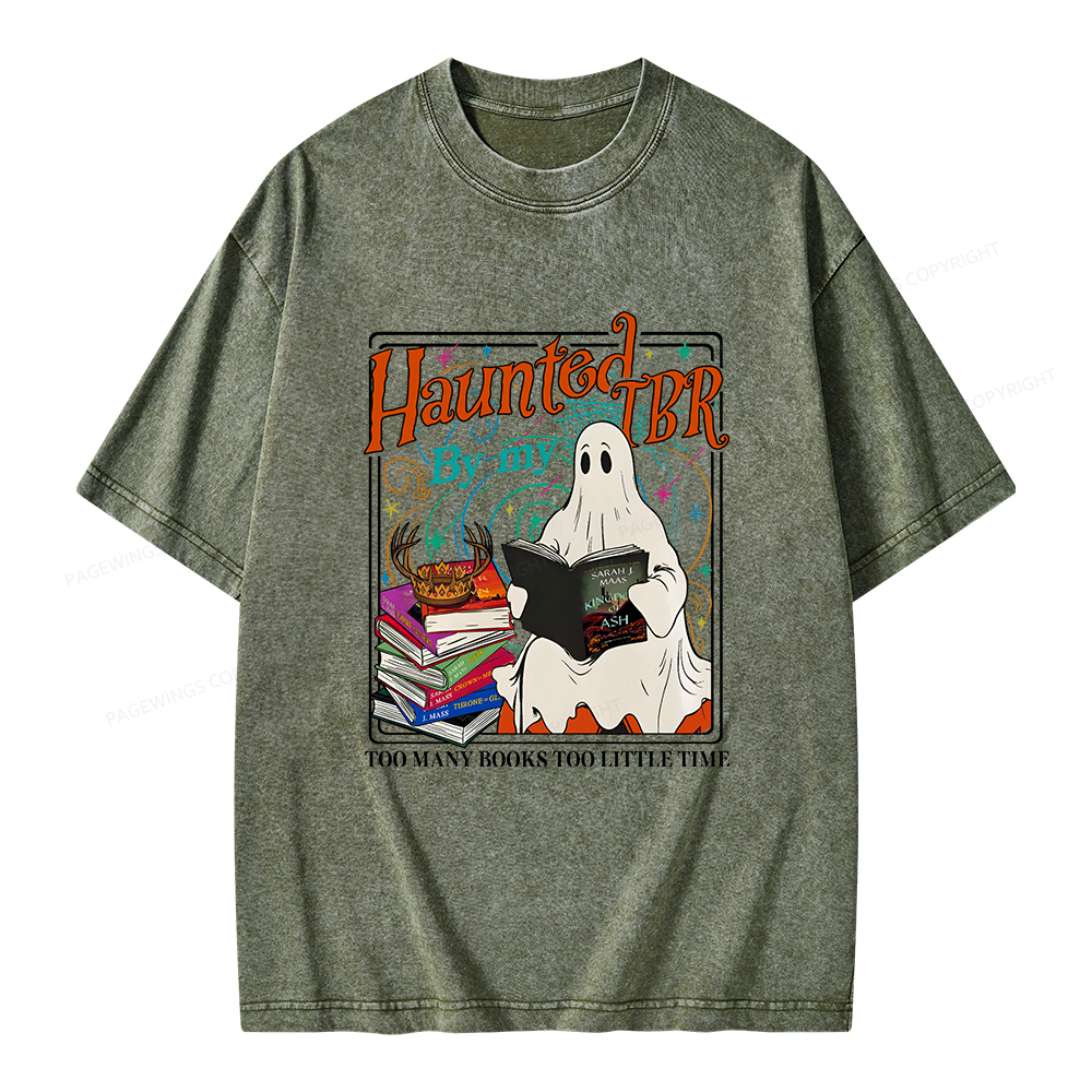 Pagewings Haunted By My TBR Unisex Washed T-shirt