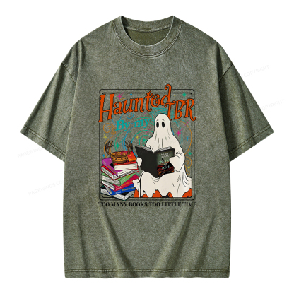 Pagewings Haunted By My TBR Unisex Washed T-shirt