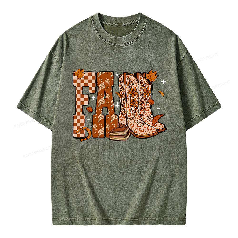Pagewings Fall Cowboy Unisex Washed T-shirt