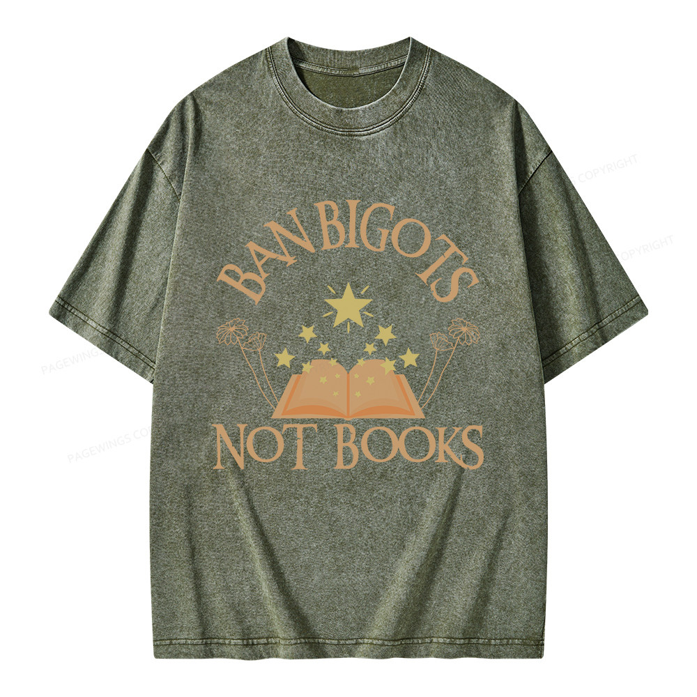 Pagewings Ban Bigots Not Books Unisex Washed T-shirt