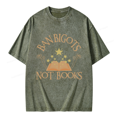 Pagewings Ban Bigots Not Books Unisex Washed T-shirt