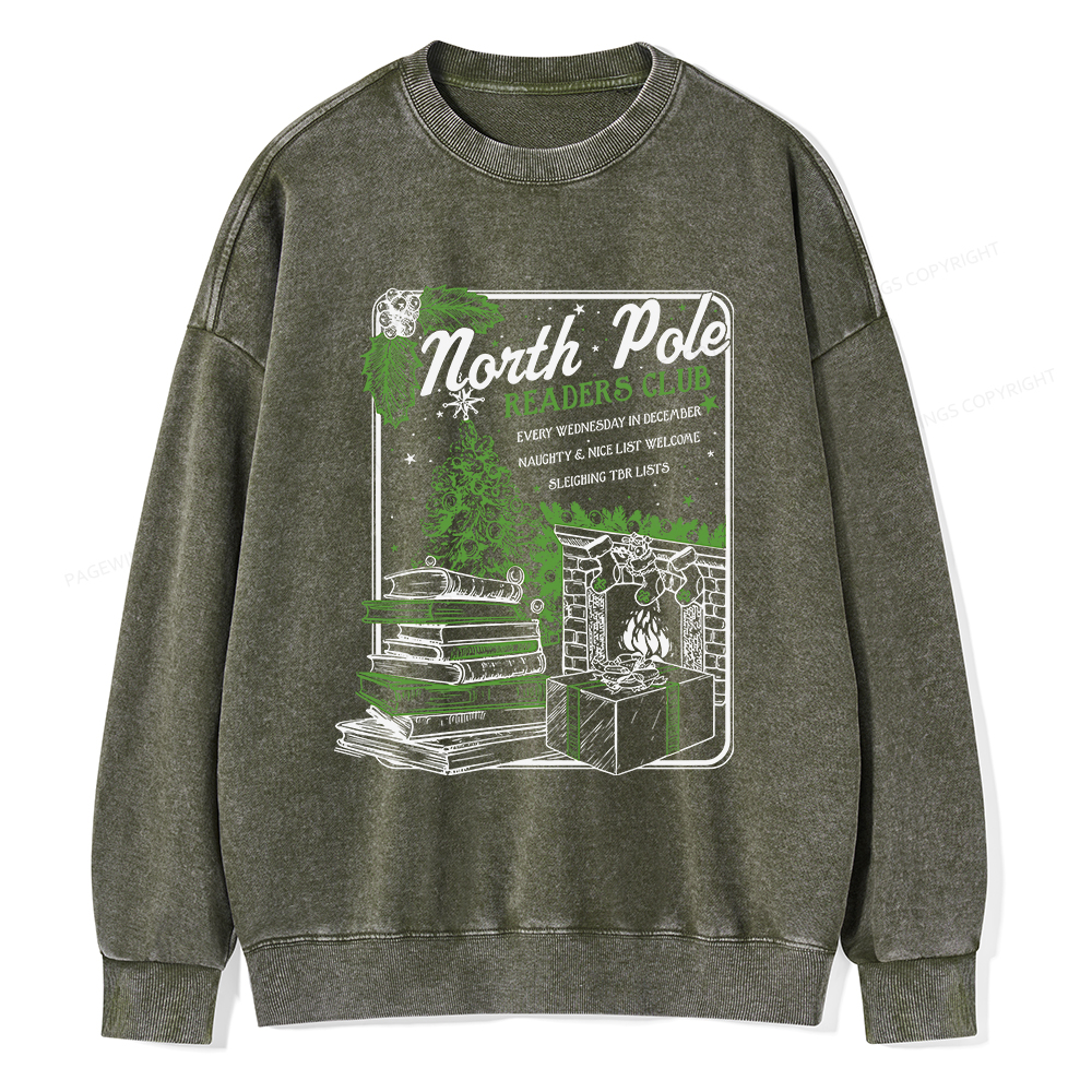 Pagewings Bookish Christmas Unisex Washed Sweatshirt