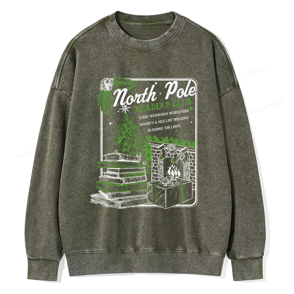 Pagewings Bookish Christmas Unisex Washed Sweatshirt