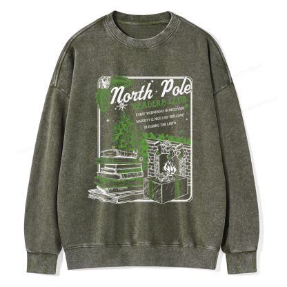 Pagewings Bookish Christmas Unisex Washed Sweatshirt