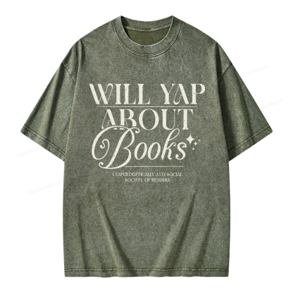 Pagewings Will Yap About Books Unisex Washed T-shirt