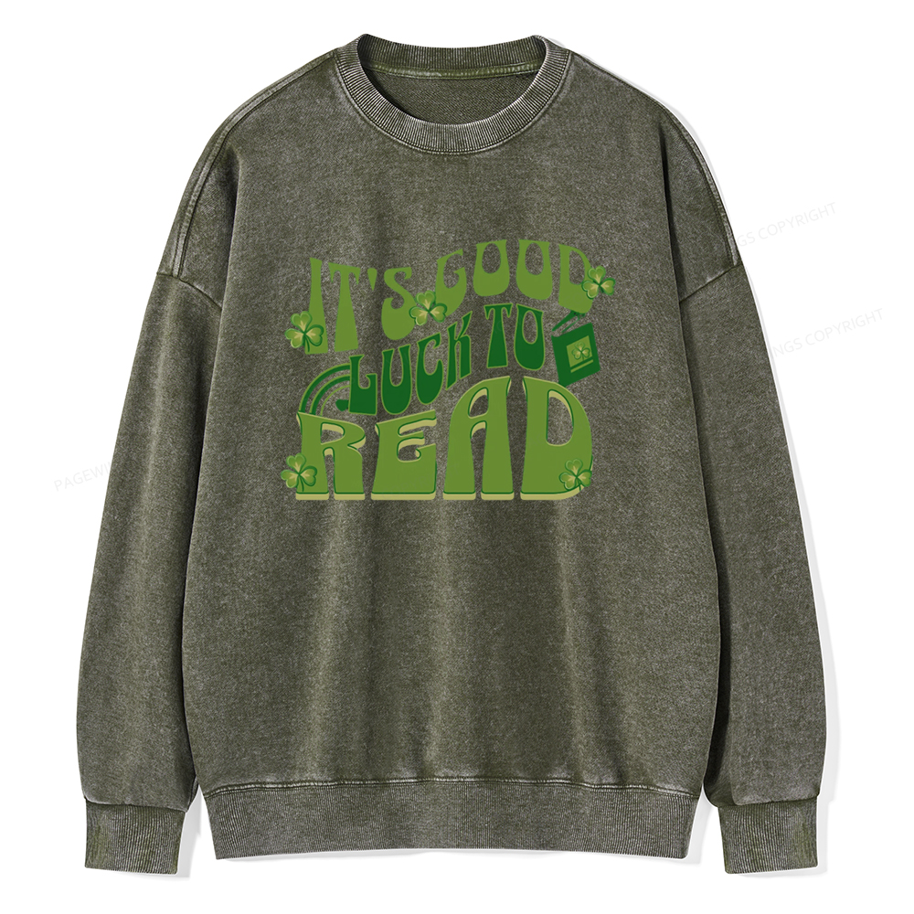 Pagewings St Patricks Day Librarian Sweatshirt  Unisex Washed Sweatshirt