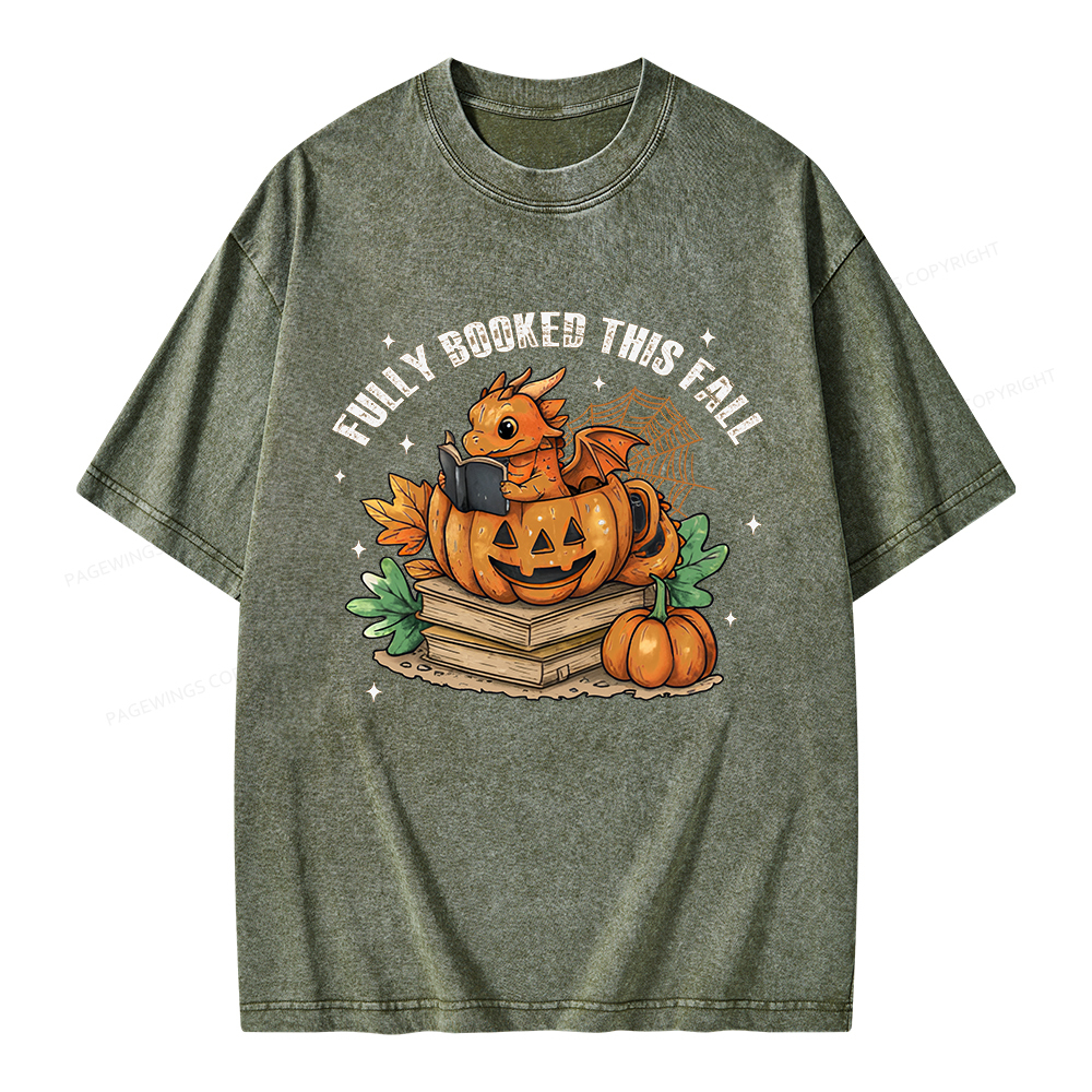 Pagewings Reading Dragon in Pumpkin Cup Unisex Washed T-shirt