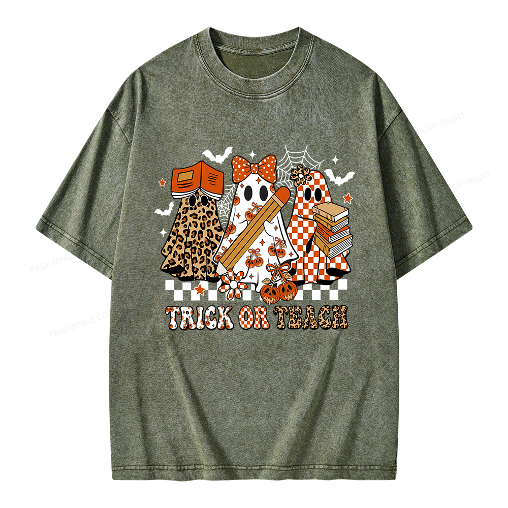 Pagewings Trick or Teach Unisex Washed T-shirt