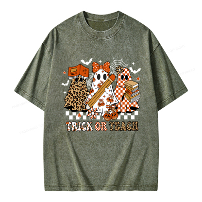 Pagewings Trick or Teach Unisex Washed T-shirt