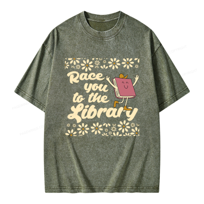 Pagewings Cute Book Lover Unisex Washed T-shirt