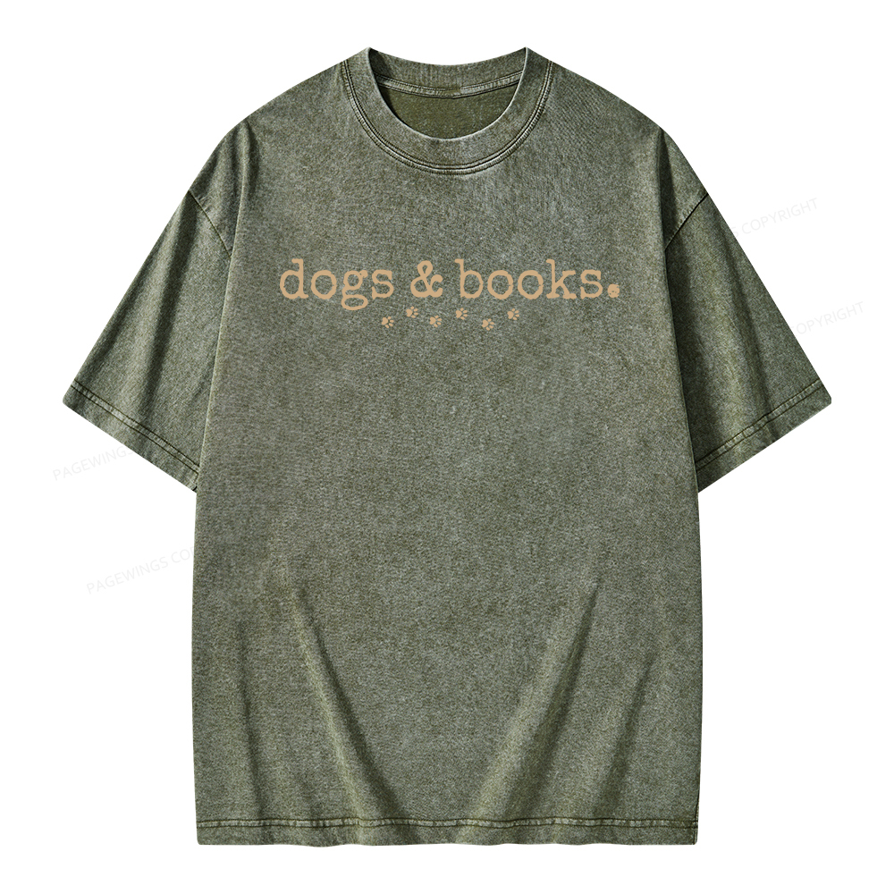 Pagewings Dogs & Books Unisex Washed T-shirt