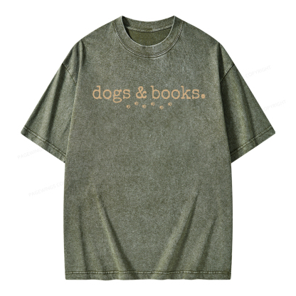 Pagewings Dogs & Books Unisex Washed T-shirt