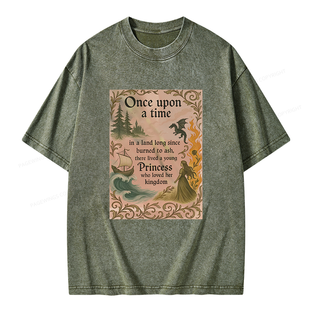 Pagewings Once Upon a Time Book Unisex Washed T-shirt