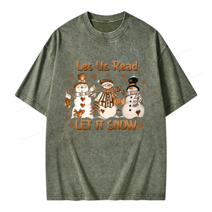 Pagewings Let It Snow Let Us Read Unisex Washed T-shirt