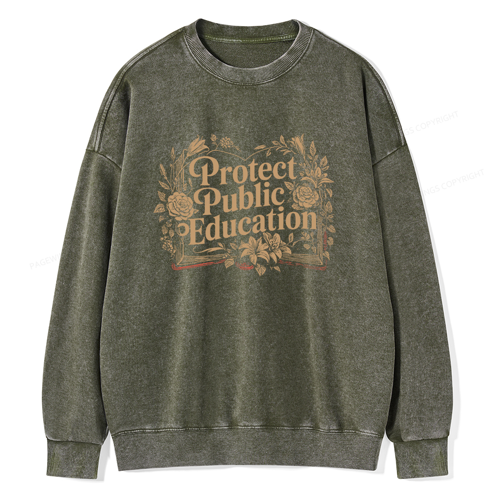 Pagewings Protect Public Education Unisex Washed Sweatshirt