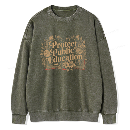 Pagewings Protect Public Education Unisex Washed Sweatshirt