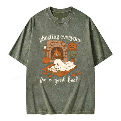Pagewings Ghosting Everyone For A Good Book Unisex Washed T-shirt